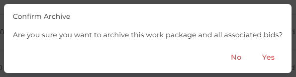 Archived Work package window