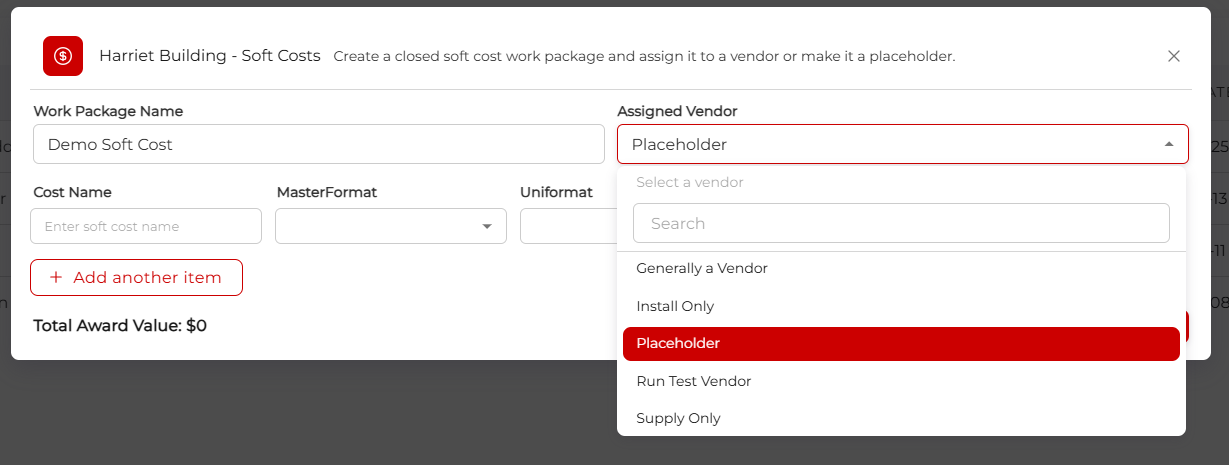 Soft Cost Vendor Selection