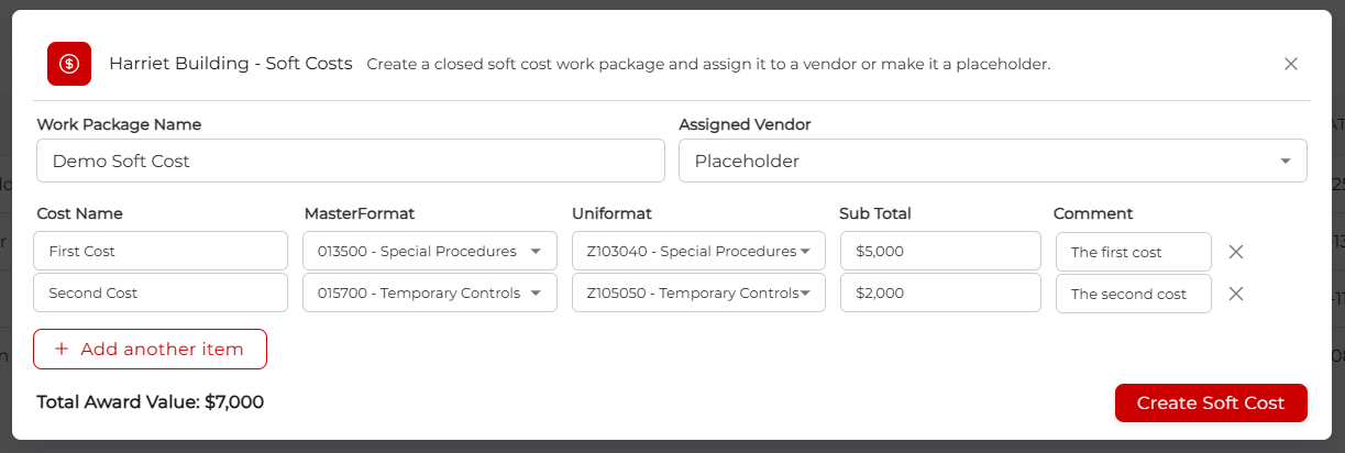 Soft Cost Adding a Row